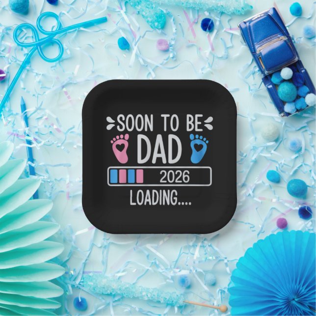 Soon to Be Dad 2026 Loading Pregnancy Announcement Paper Plate (Party)