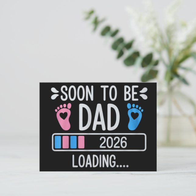 Soon to Be Dad 2026 Loading Pregnancy Announcement Postcard (Standing Front)