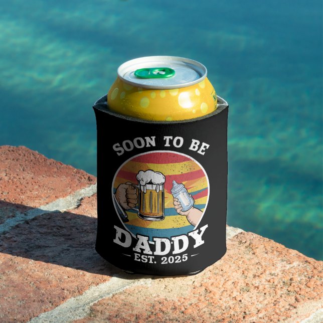 Soon To Be Daddy 2025 First Time Daddy 2025 Retro  Can Cooler (In Situ Pool)