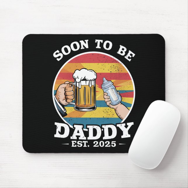 Soon To Be Daddy 2025 First Time Daddy 2025 Retro  Mouse Pad (With Mouse)
