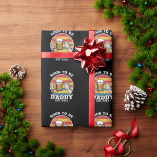 Soon To Be Daddy 2025 First Time Daddy 2025 Retro Wrapping Paper