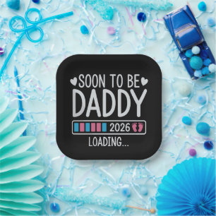 Soon to Be Daddy 2026 Loading Pregnancy Announce Paper Plate