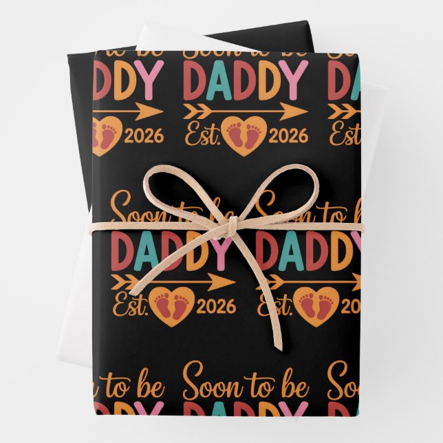 Soon to Be Daddy 2026 Loading Pregnancy Announce Wrapping Paper Sheet (In situ)
