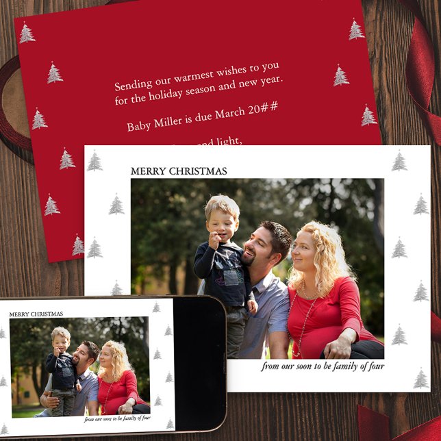 Soon to be Family of Four Photo Holiday Pregnancy Announcement (Holiday Card and Pregnancy Announcement from your soon to be family of four)