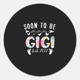 Soon To Be Gigi Est 2022 Floral New Grandma Mother Classic Round Sticker