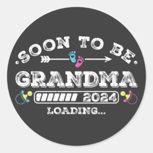 Soon to Be Grandma 2024 Loading Classic Round Sticker