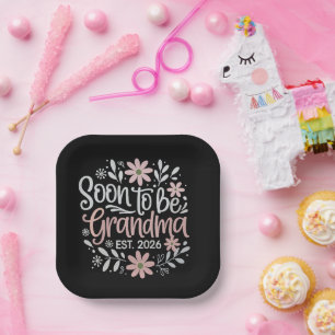 Soon To Be Grandma est 2026 Pregnancy Announcement Paper Plate