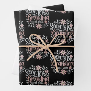 Soon To Be Grandma est 2026 Pregnancy Announcement Wrapping Paper Sheet