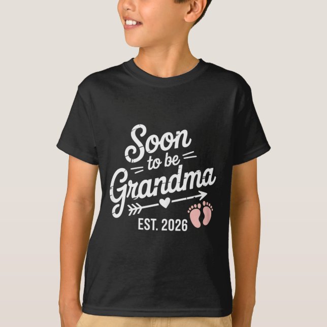 Soon To Be Grandma Pregnancy Announcement Est 2026 T-Shirt (Front)