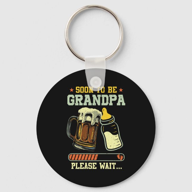 Soon To Be Grandpa Est 2025 Pregnancy Announcement Key Ring (Front)