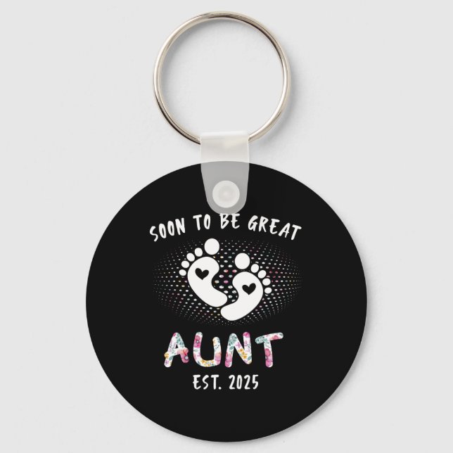 Soon To Be Great Aunt 2025 New Ba  Key Ring (Front)
