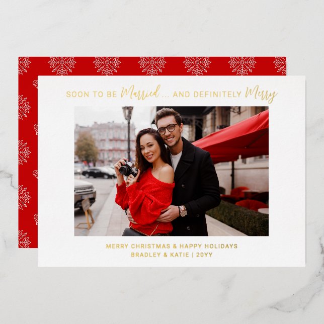 Soon to Be Married Definitely Merry Gold Foil (Front/Back)