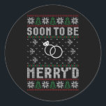 Soon To Be Married Merry'd Christmas Bride Groom C Classic Round Sticker<br><div class="desc">Soon To Be Married Merry'd Christmas Bride Groom Couples</div>