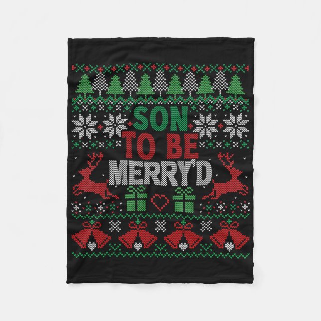 Soon To Be Married Merryd Christmas Ugly Sweater  Fleece Blanket (Front)