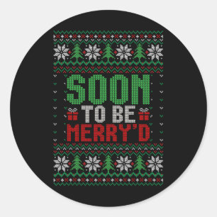 Soon To Be Merry'd Bride Engaged Matching Couples  Classic Round Sticker