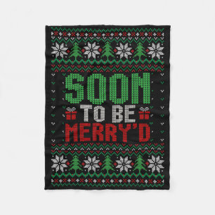 Soon To Be Merry'd Bride Engaged Matching Couples Fleece Blanket