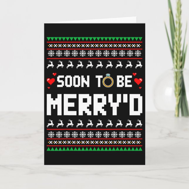 Soon To Be Merry'd Christmas Engaged Couple Matchi Card (Front)