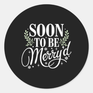 Soon To Be Merry'd Christmas Engaged Couple Matchi Classic Round Sticker