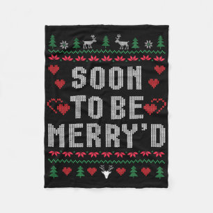 Soon To Be Merry'd Christmas Engaged Couple Matchi Fleece Blanket