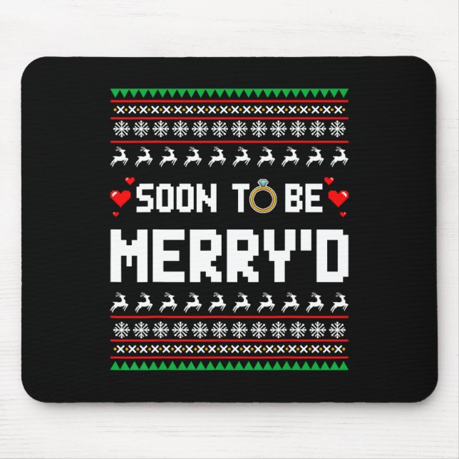Soon To Be Merry'd Christmas Engaged Couple Matchi Mouse Pad (Front)