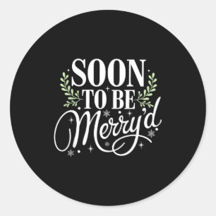 Soon To Be Merry'd Christmas Engaged Fiance Santa  Classic Round Sticker