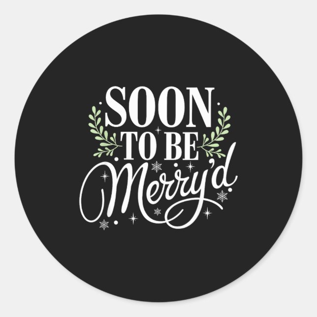 Soon To Be Merry'd Christmas Engaged Fiance Santa  Classic Round Sticker (Front)