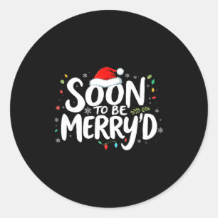 Soon To Be Merry'd Christmas Engaged Fiance Santa  Classic Round Sticker