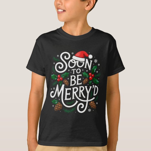 Soon To Be Merry'd Christmas Engaged Fiance Santa  T-Shirt (Front)
