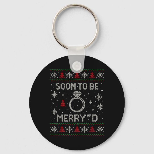 Soon to Be Merryd Christmas Engagement Ugly Key Ring (Front)