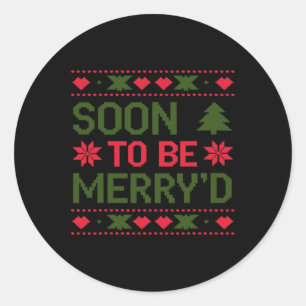 Soon To Be Merry'd Engaged Couples Christmas Classic Round Sticker