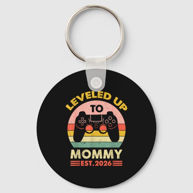 Soon To Be Mom 2026 Funny I Leveled Up To Mommy 20 Key Ring (Front)