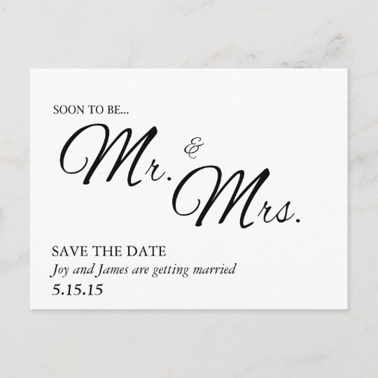 Soon To Be Mr Mrs Save The Date Postcard Zazzle Co Nz