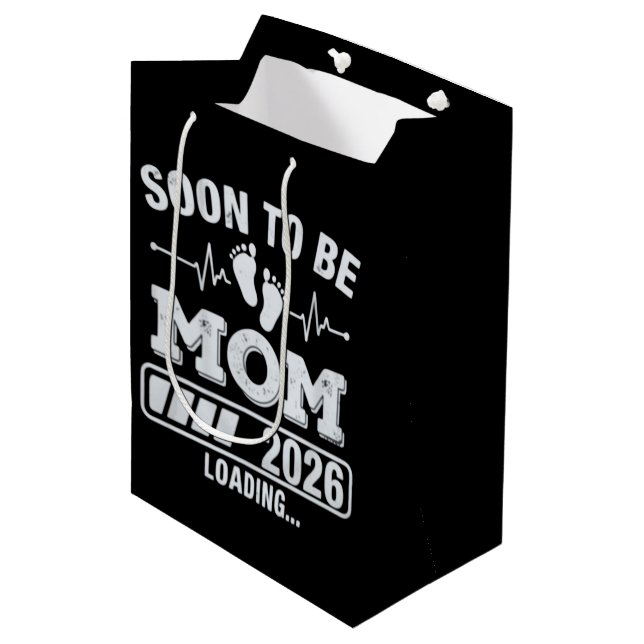 Soon to Be Mum 2026 Loading Pregnancy Announcement Medium Gift Bag (Front Angled)