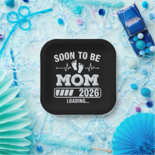 Soon to Be Mum 2026 Loading Pregnancy Announcement Paper Plate