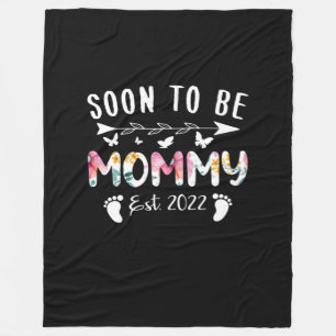 Soon To Be Mummy Est 2022 Floral New Grandma Fleece Blanket