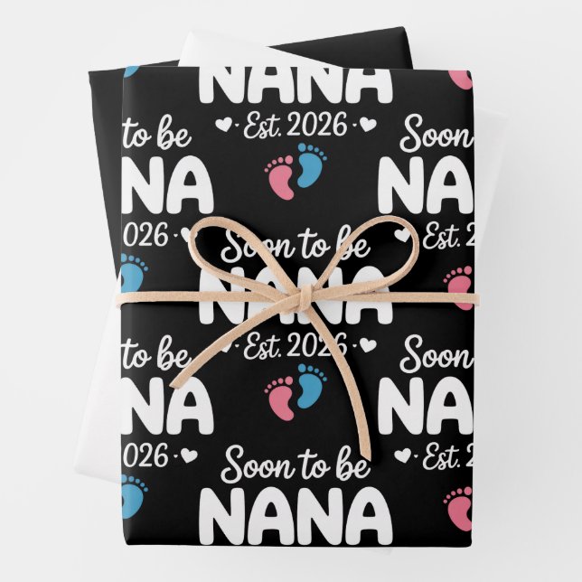 Soon To Be Nana 2026 Funny Pregnancy Announcement  Wrapping Paper Sheet (In situ)