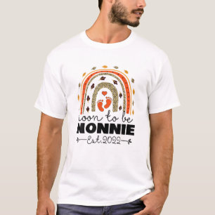 Soon To Be Nonnie Est 2022 Funny Mother's Day Leop T-Shirt