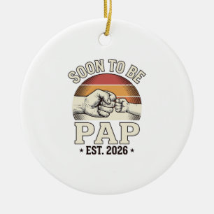 Soon to Be Pap 2026 Vintage Baby Fist Bump Design_ Ceramic Tree Decoration