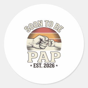 Soon to Be Pap 2026 Vintage Baby Fist Bump Design_ Classic Round Sticker