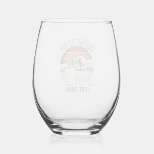 Soon to Be Pap 2026 Vintage Baby Fist Bump Design_ Stemless Wine Glass