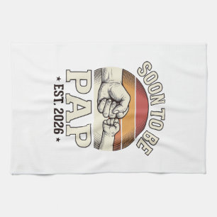 Soon to Be Pap 2026 Vintage Baby Fist Bump Design_ Tea Towel