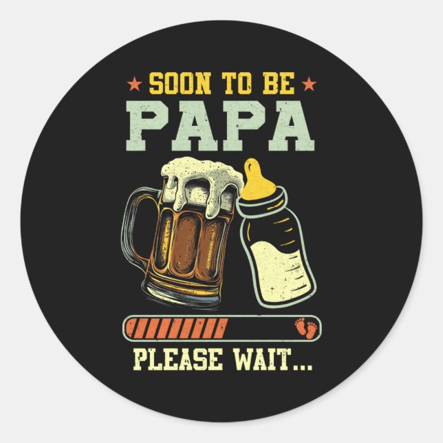 Soon To Be Papa Est 2025 Pregnancy Announcement Lo Classic Round Sticker (Front)