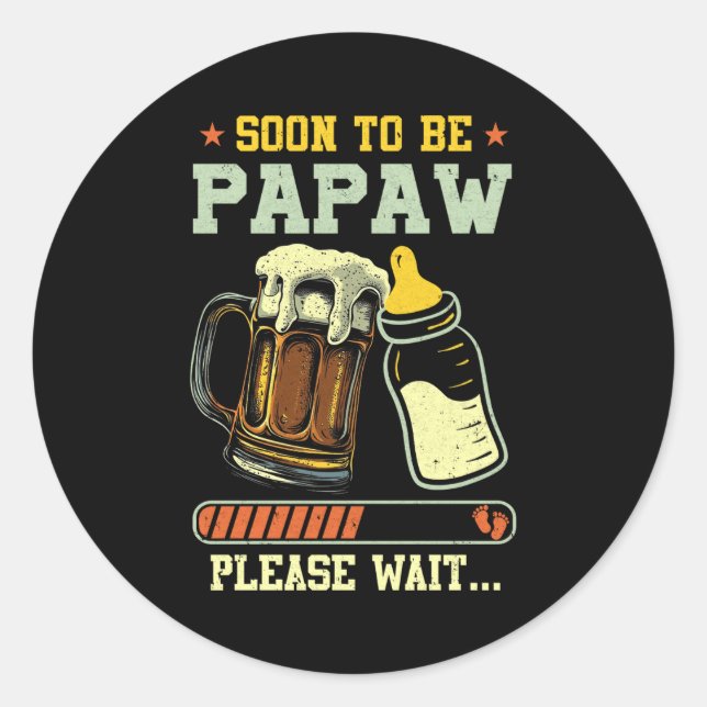 Soon To Be Papaw Est 2025 Pregnancy Announcement L Classic Round Sticker (Front)