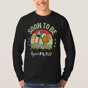 Soon To Be Pop Pop Again 2022 New Grandpa Retro Vi T-Shirt