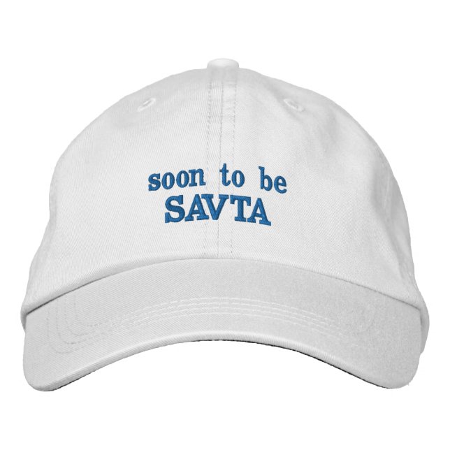 "Soon to be Savta" New Jewish Grandma Announcement Embroidered Hat (Front)