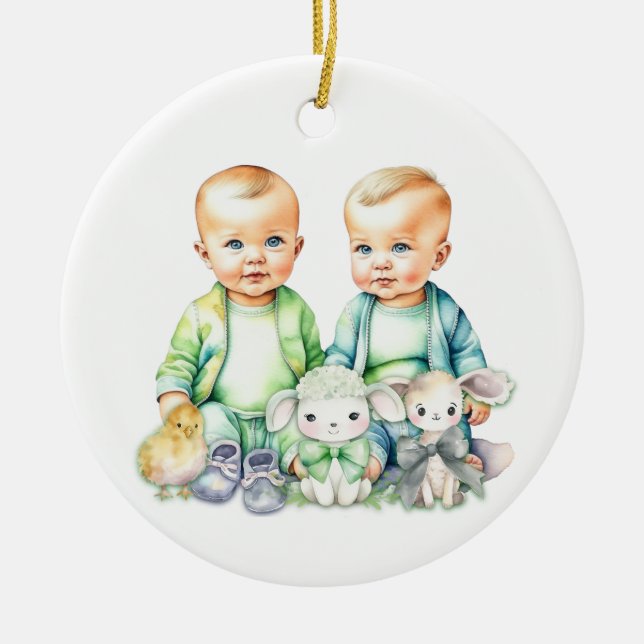 Soon To Be Twins Coming Soon Announcement Ceramic Tree Decoration (Front)