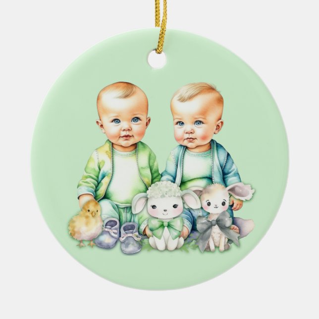 Soon To Be Twins Coming Soon Announcement Ceramic Tree Decoration (Front)