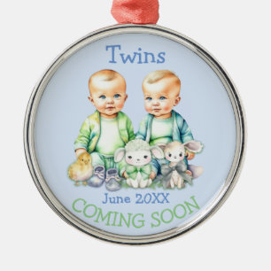 Soon To Be Twins Coming Soon Announcement Metal Tree Decoration