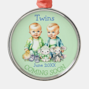 Soon To Be Twins Coming Soon Announcement Metal Tree Decoration