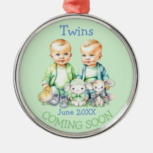 Soon To Be Twins Coming Soon Announcement Metal Tree Decoration